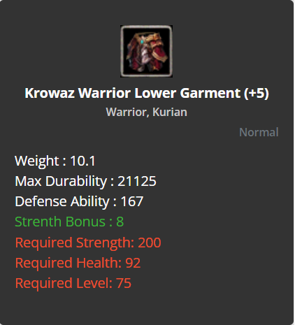 Krowaz Warrior Lower Garment +5